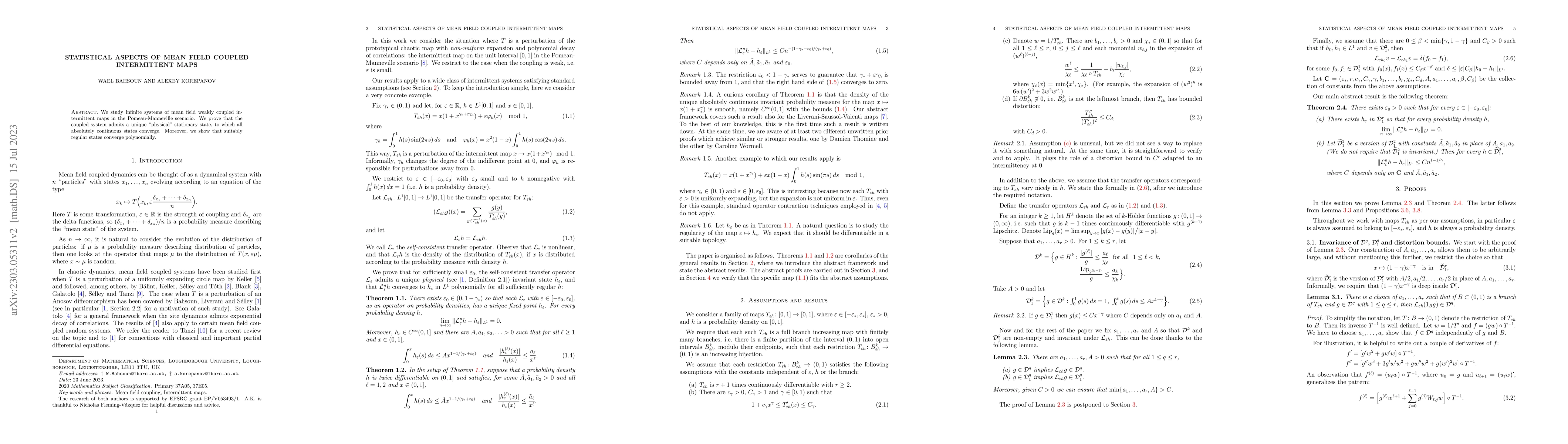 Thumbnail for Statistical aspects of mean field coupled intermittent maps