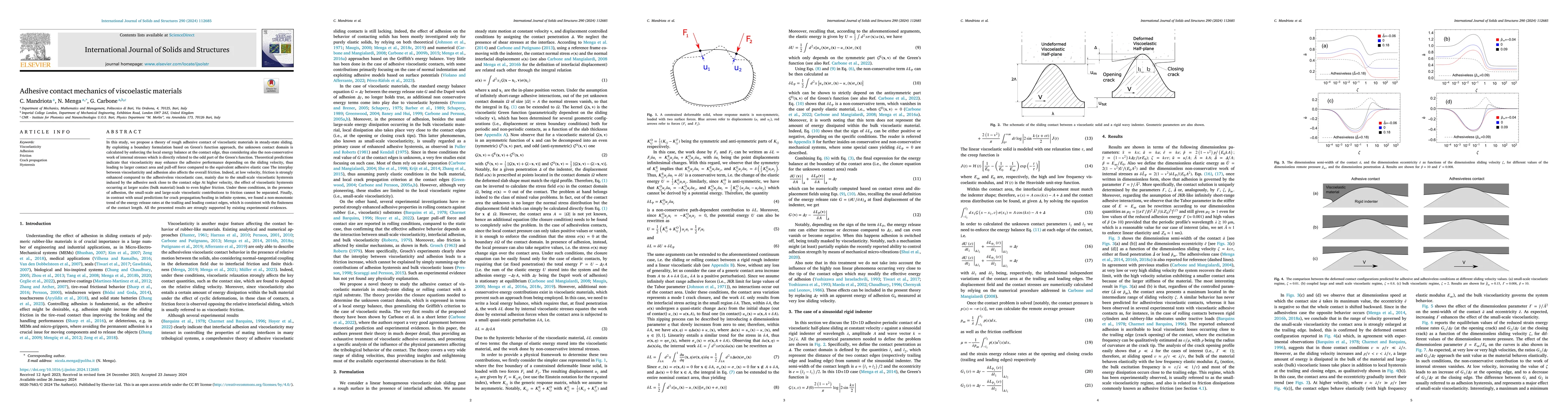 Thumbnail for Adhesive contact mechanics of viscoelastic materials