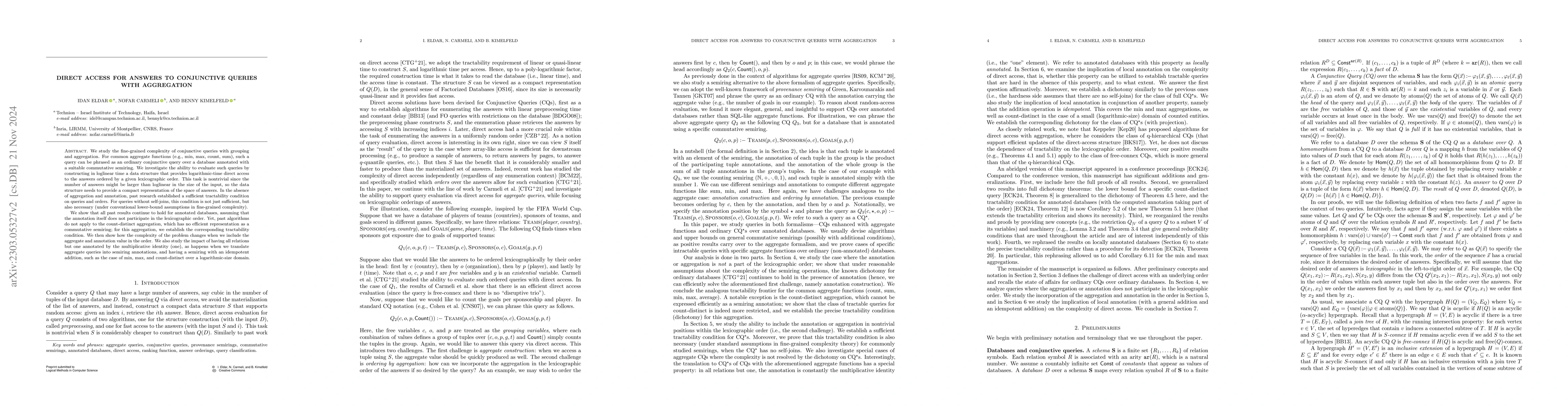 Thumbnail for Direct Access for Answers to Conjunctive Queries with Aggregation
