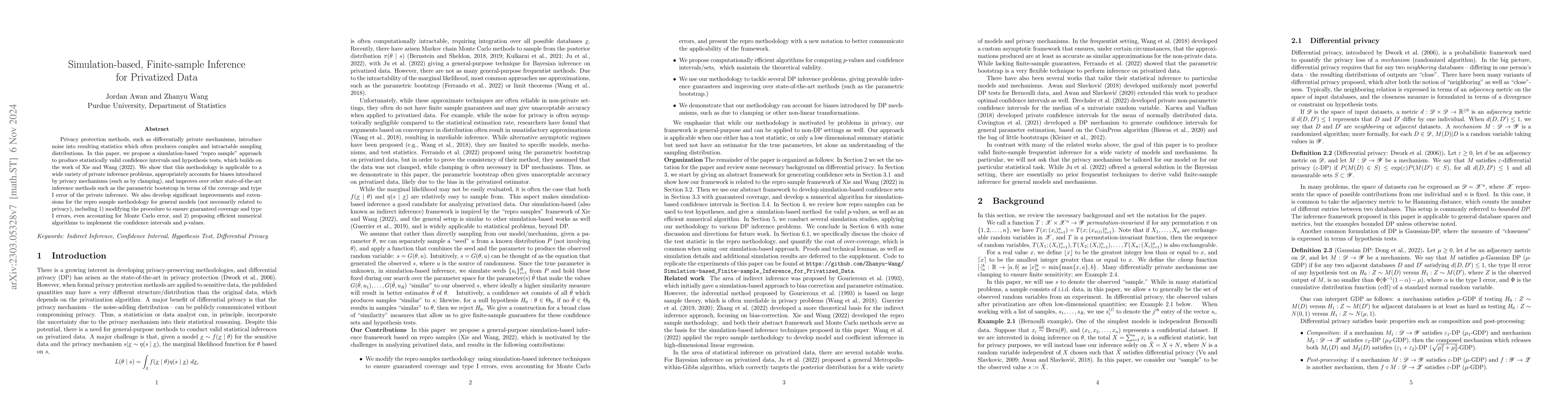 Thumbnail for Simulation-based, Finite-sample Inference for Privatized Data