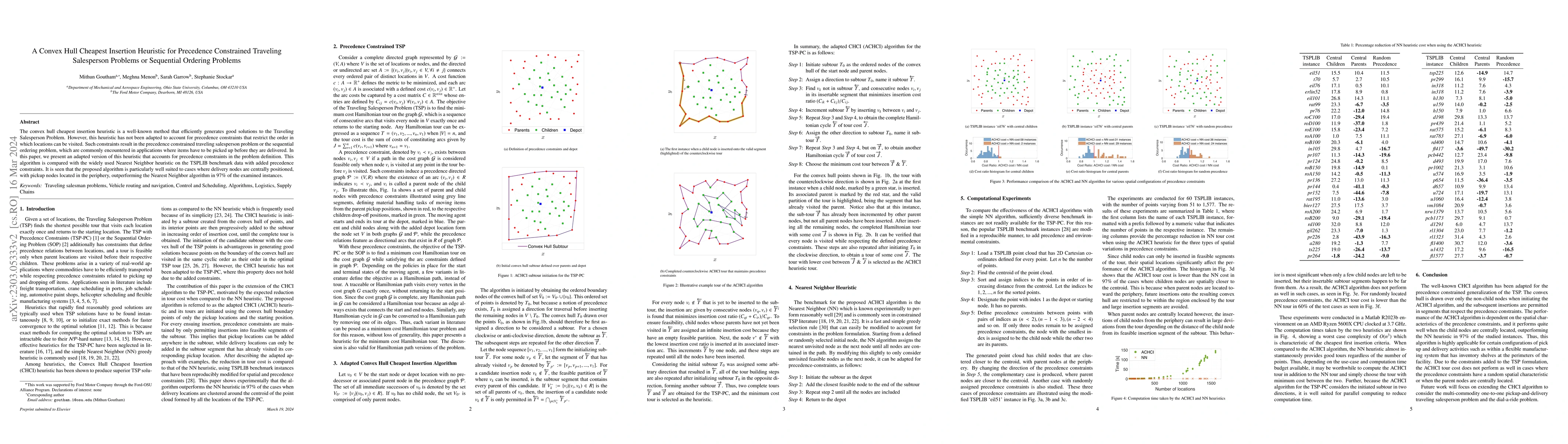 Thumbnail for A Convex Hull Cheapest Insertion Heuristic for Precedence Constrained
  Traveling Salesperson Problems or Sequential Ordering Problems