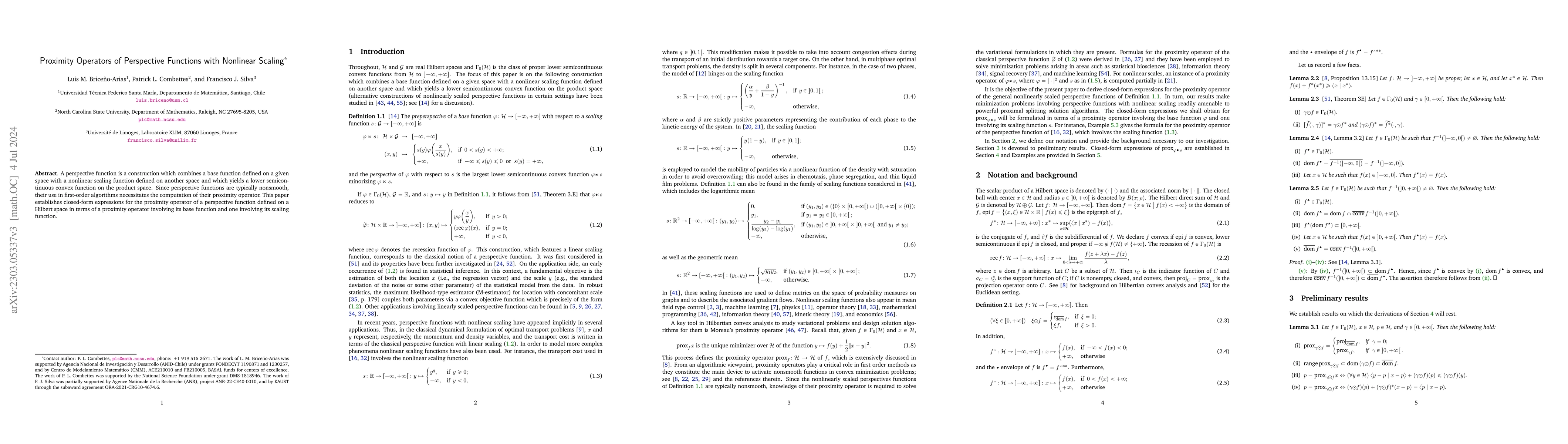 Thumbnail for Proximity Operators of Perspective Functions with Nonlinear Scaling