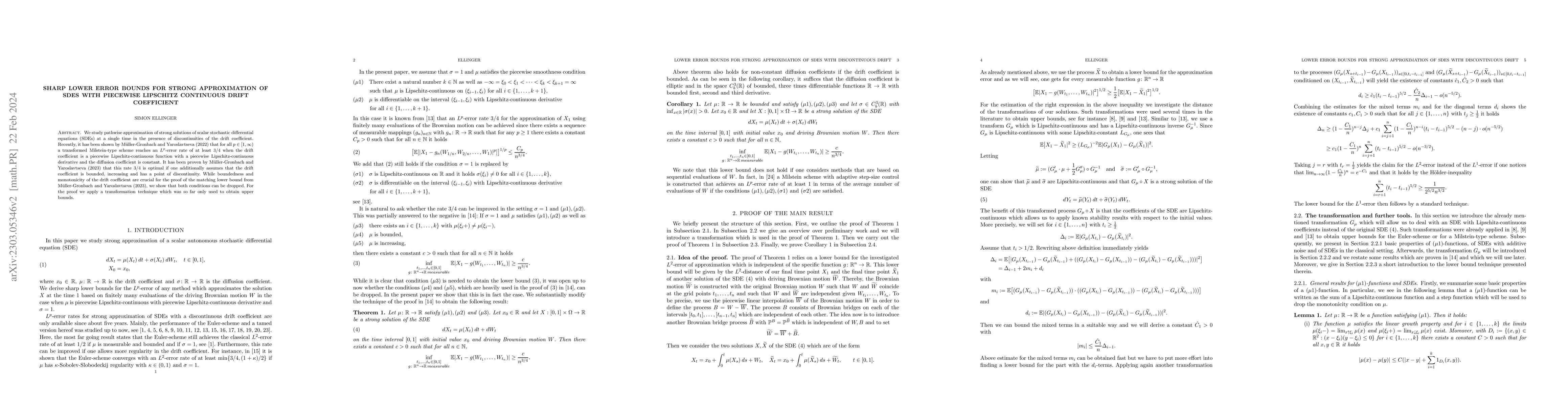 Thumbnail for Sharp lower error bounds for strong approximation of SDEs with piecewise
  Lipschitz continuous drift coefficient