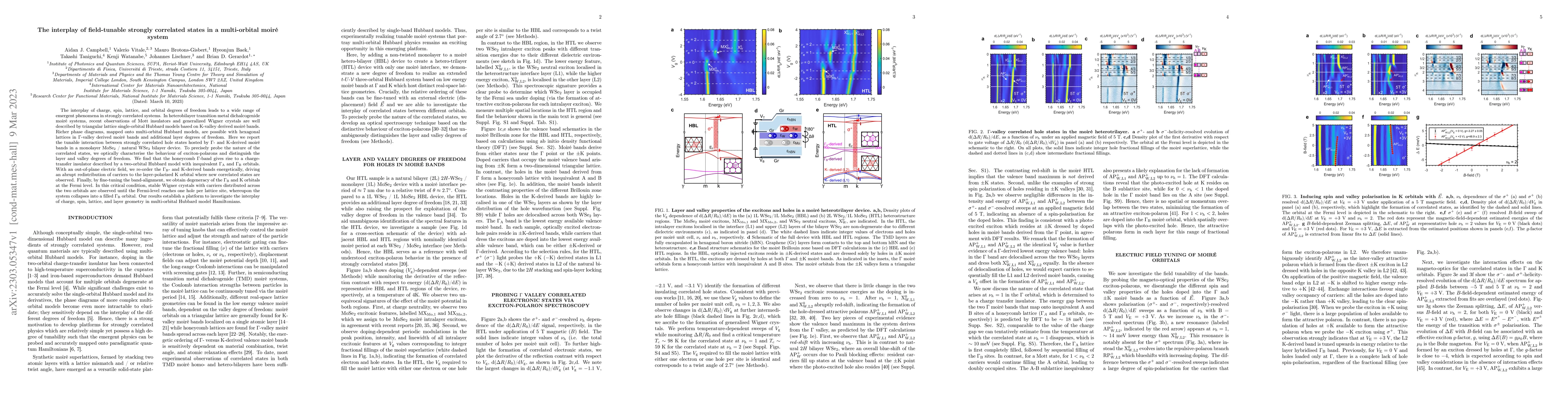 Thumbnail for The interplay of field-tunable strongly correlated states in a
  multi-orbital moir\'e system
