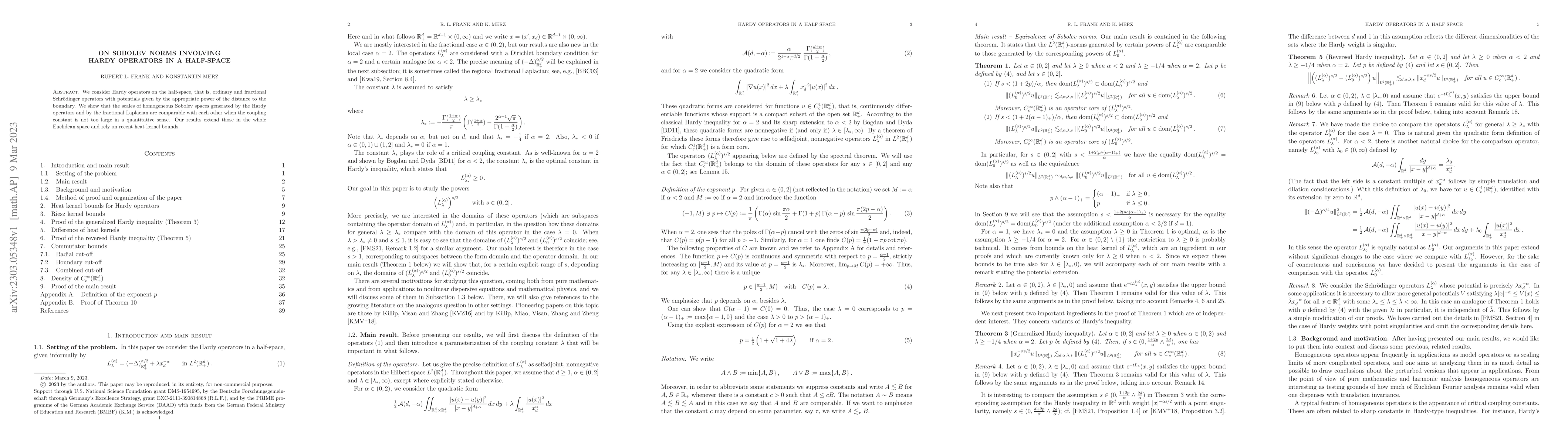 Thumbnail for On Sobolev norms involving Hardy operators in a half-space