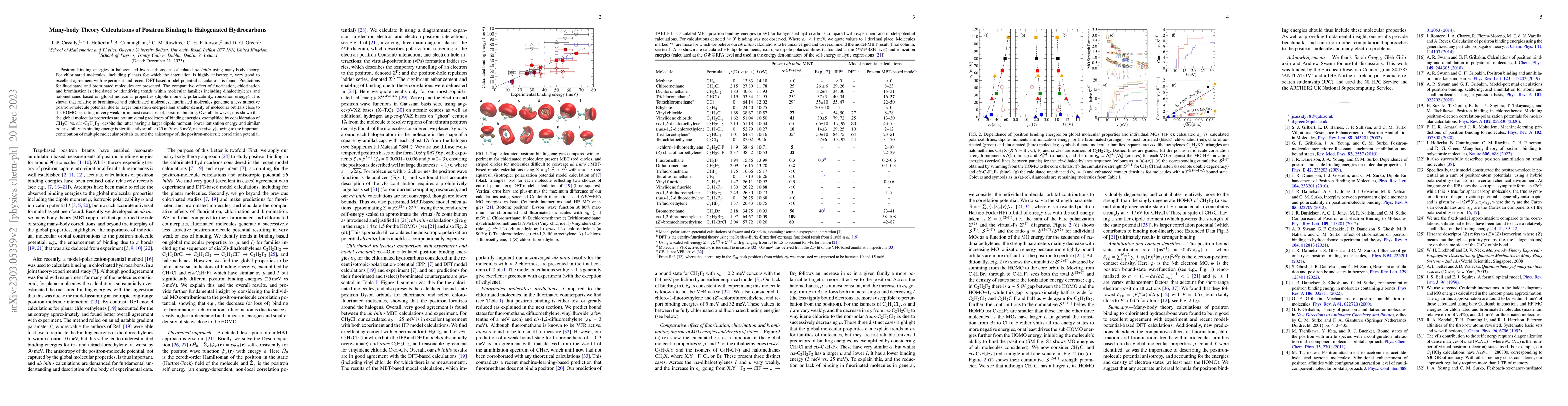 Thumbnail for Many-body Theory Calculations of Positron Binding to Halogenated
  Hydrocarbons