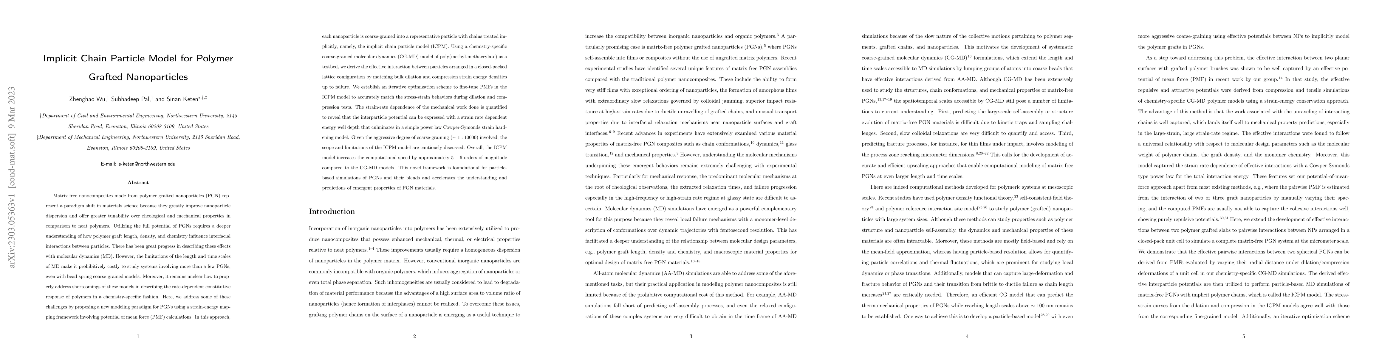 Thumbnail for Implicit Chain Particle Model for Polymer Grafted Nanoparticles