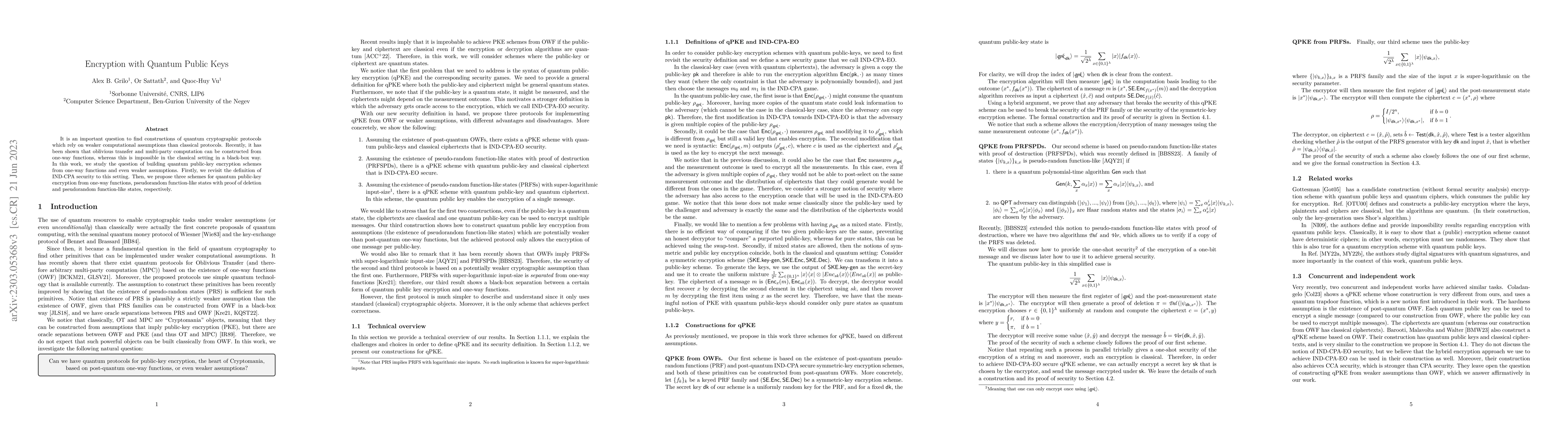 Thumbnail for Encryption with Quantum Public Keys