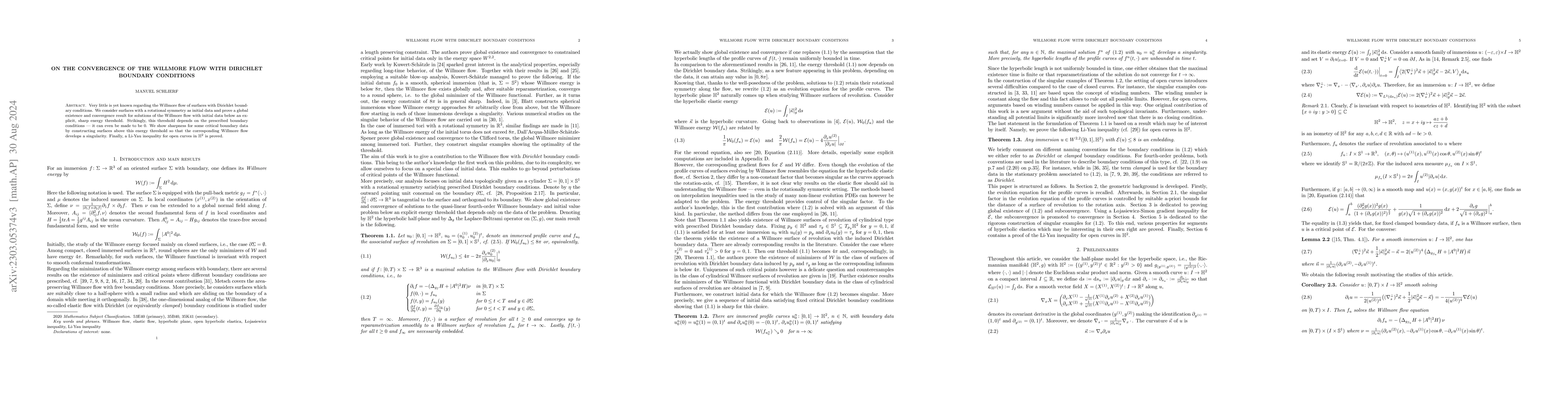 Thumbnail for On the convergence of the Willmore flow with Dirichlet boundary
  conditions