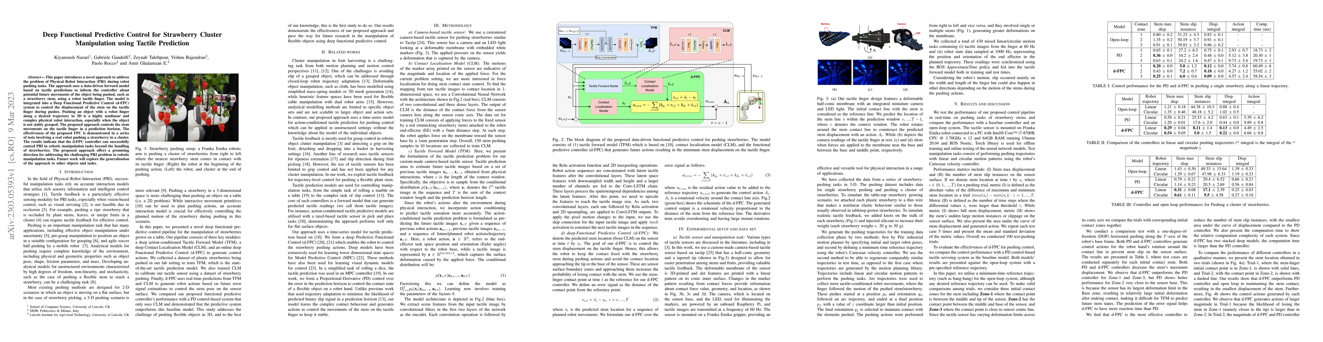Thumbnail for Deep Functional Predictive Control for Strawberry Cluster Manipulation
  using Tactile Prediction