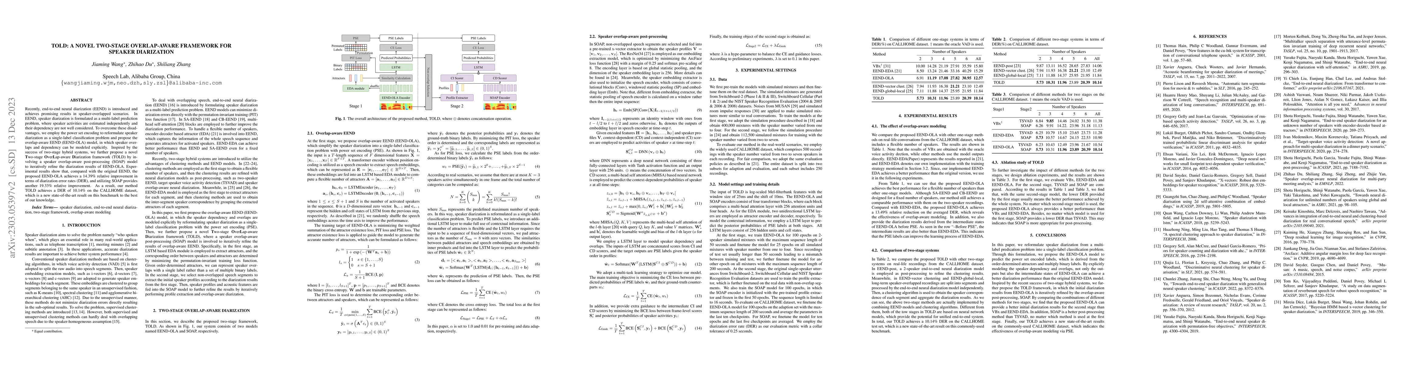 Thumbnail for TOLD: A Novel Two-Stage Overlap-Aware Framework for Speaker Diarization