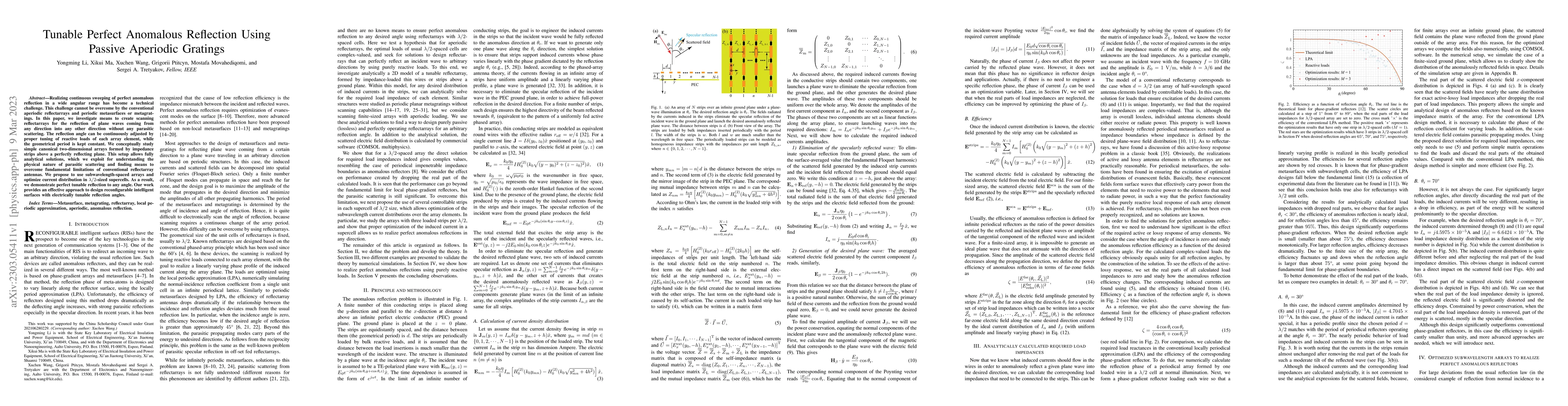 Thumbnail for Tunable Perfect Anomalous Reflection Using Passive Aperiodic Gratings