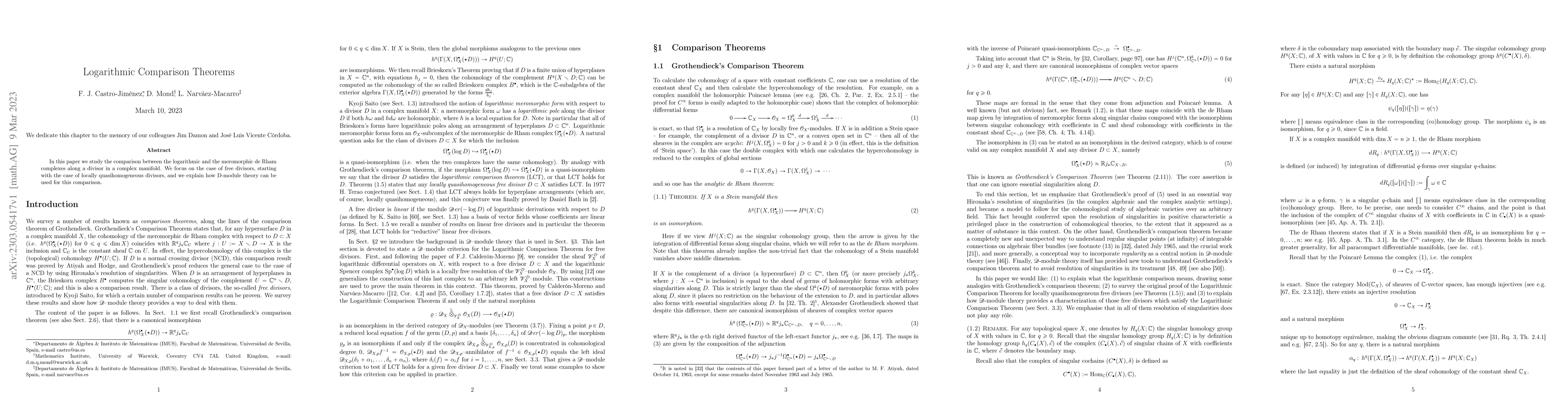 Thumbnail for Logarithmic Comparison Theorems