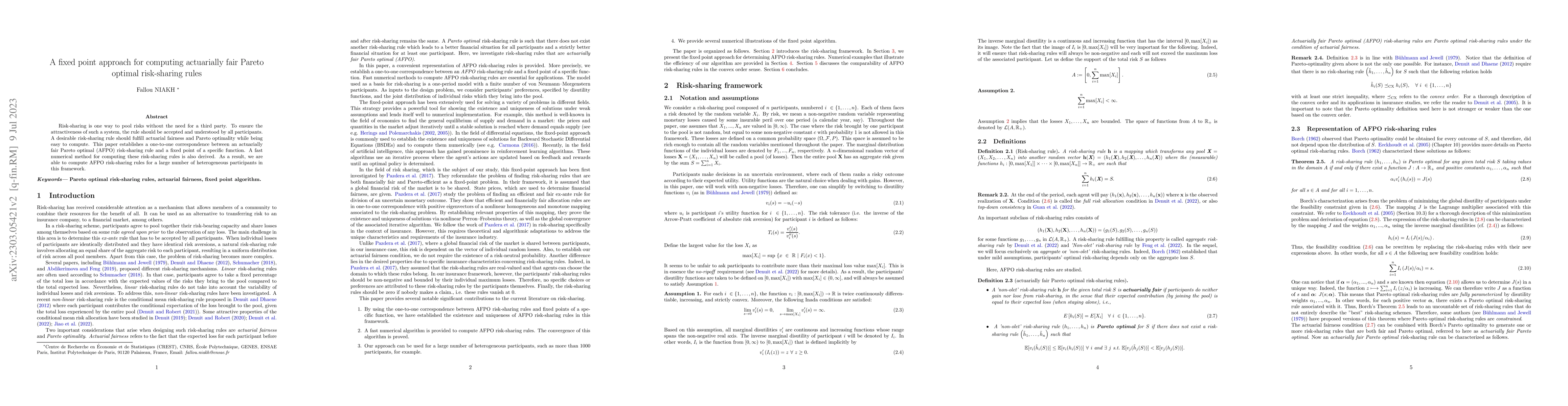 Thumbnail for A fixed point approach for computing actuarially fair Pareto optimal
  risk-sharing rules