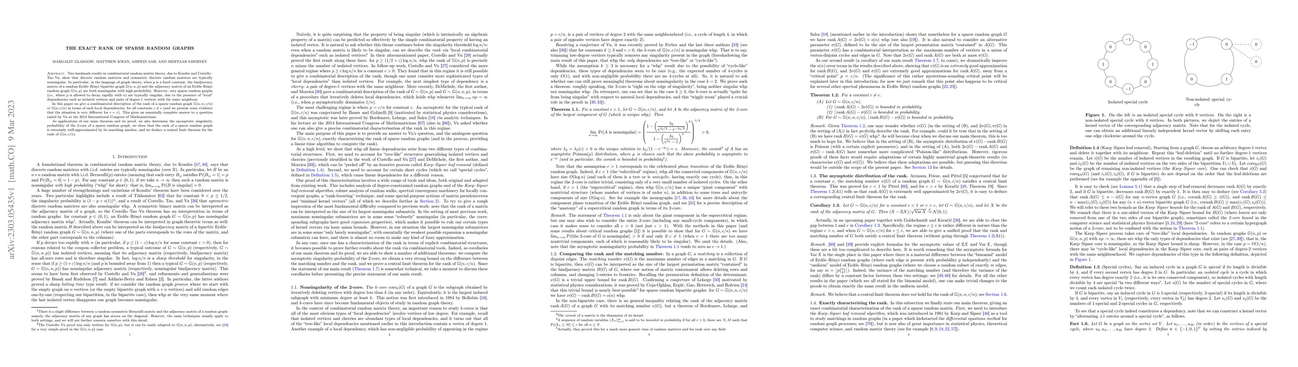 Thumbnail for The Exact Rank of Sparse Random Graphs