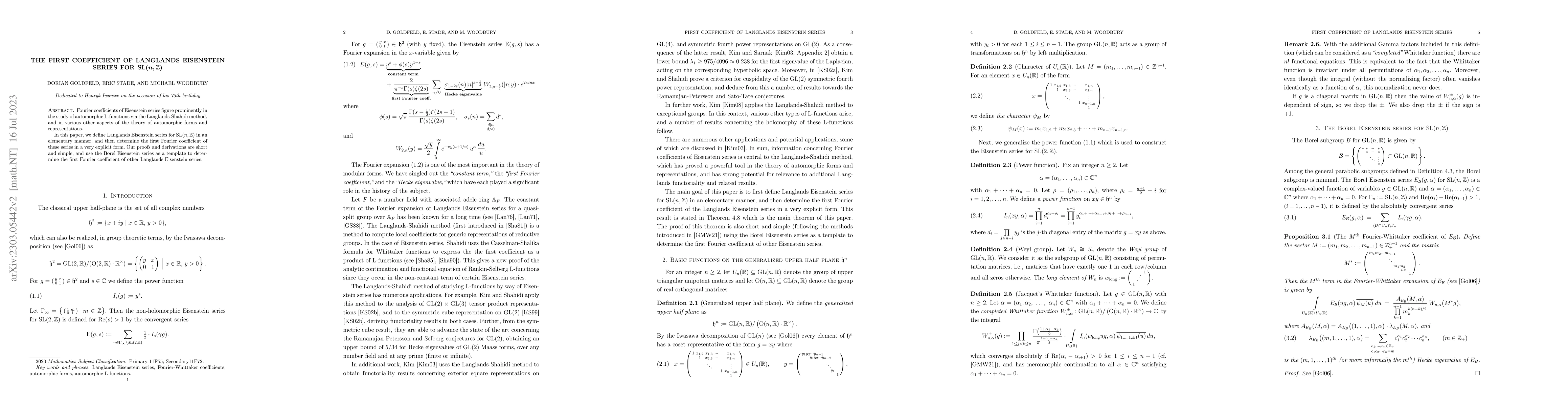 Thumbnail for The first coefficient of Langlands Eisenstein series for
  $\hbox{SL}(n,\mathbb Z)$