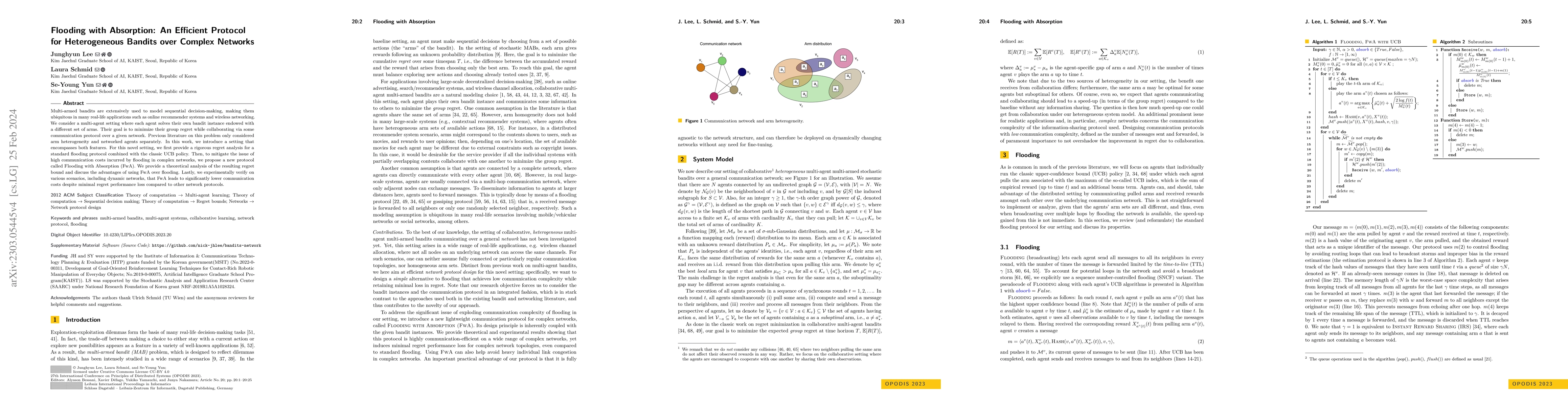 Thumbnail for Flooding with Absorption: An Efficient Protocol for Heterogeneous
  Bandits over Complex Networks