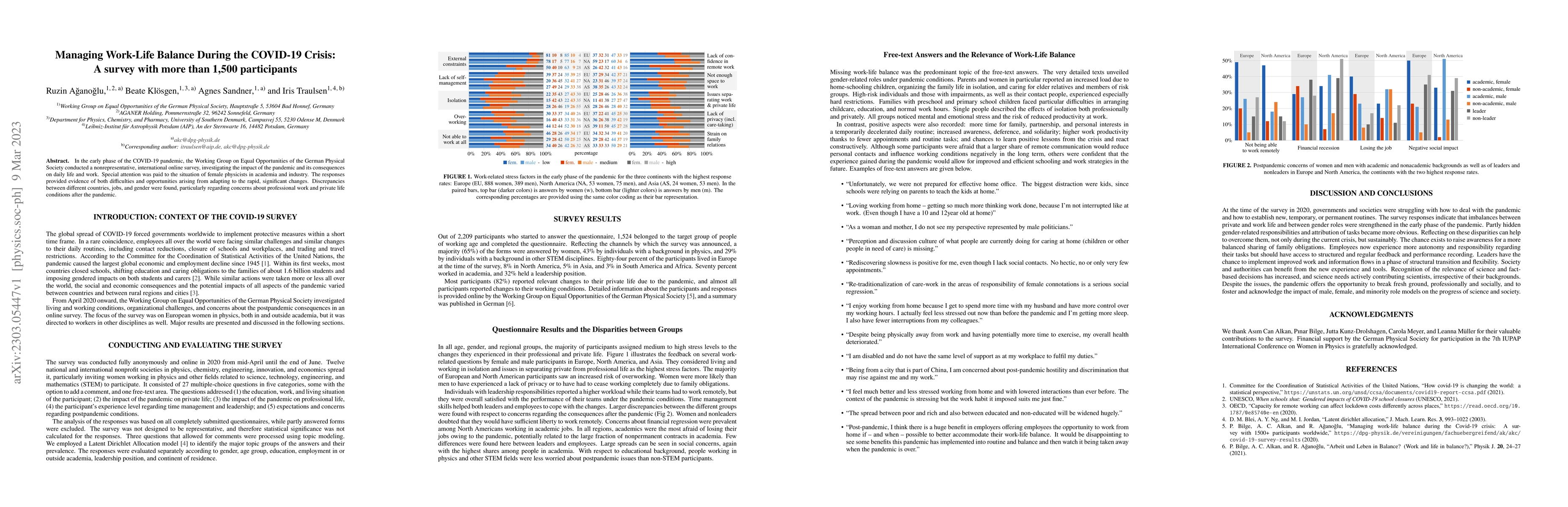Thumbnail for Managing Work-Life Balance During the COVID-19 Crisis: A survey with
  more than 1,500 participants