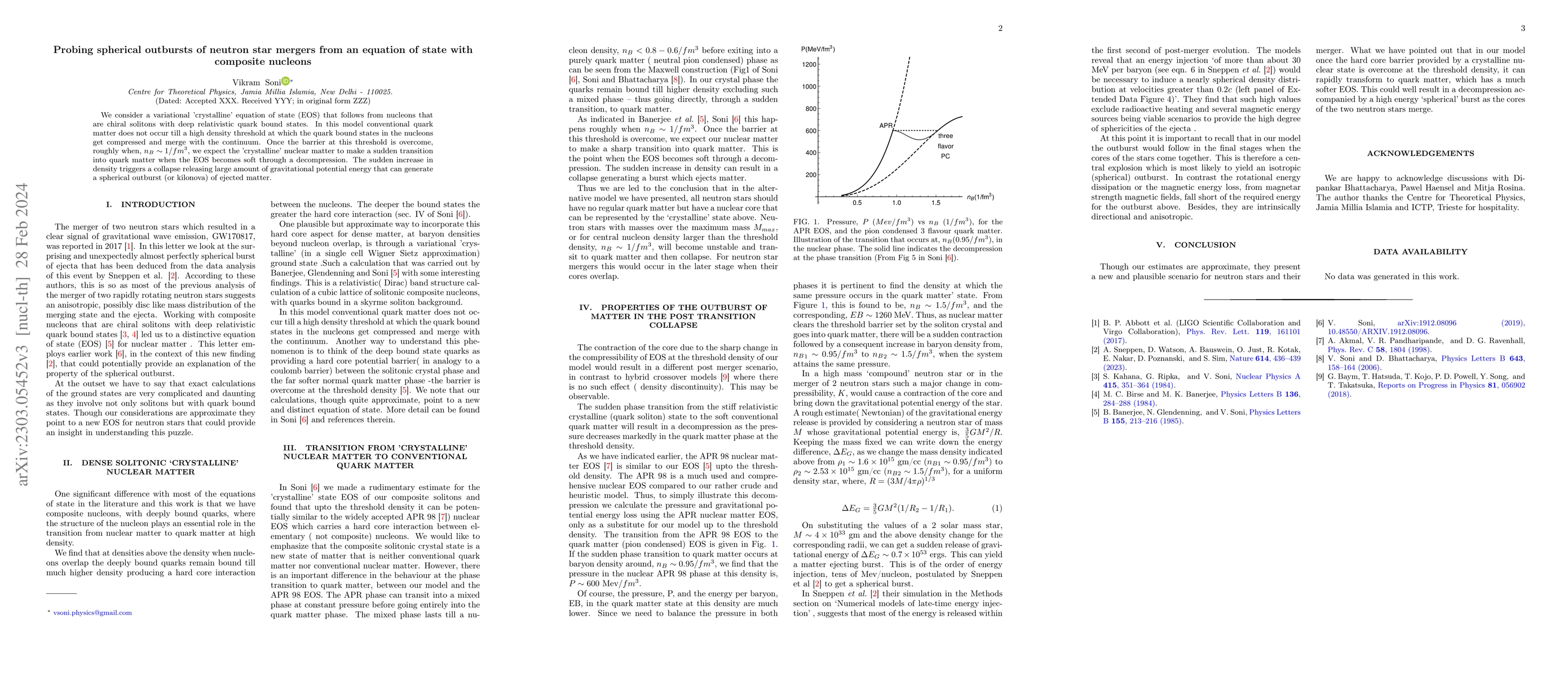 Thumbnail for Probing spherical outbursts of neutron star mergers from an equation of
  state with composite nucleons