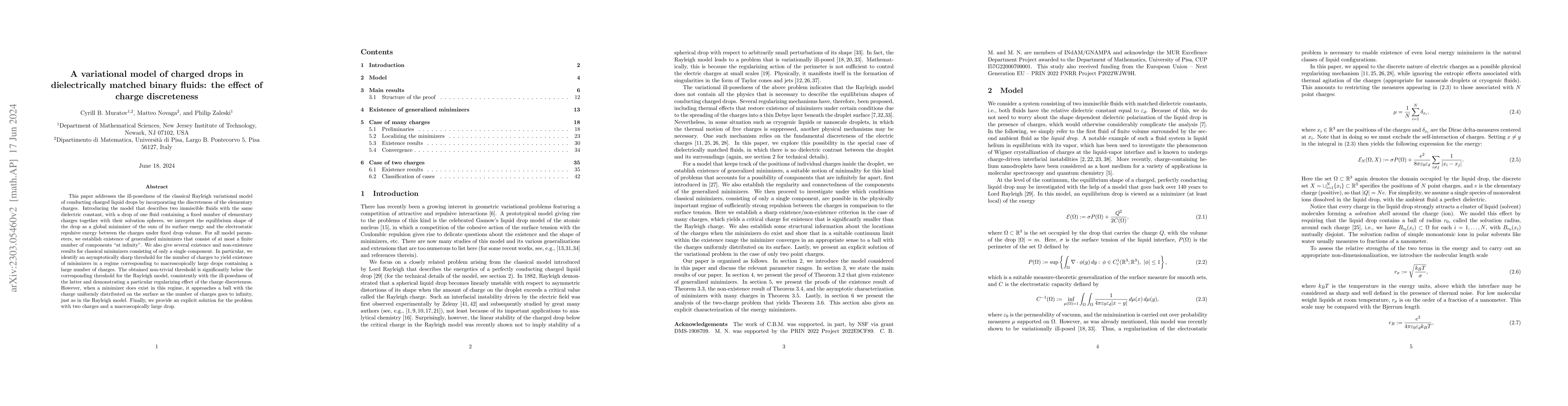 Thumbnail for A variational model of charged drops in dielectrically matched binary
  fluids: the effect of charge discreteness