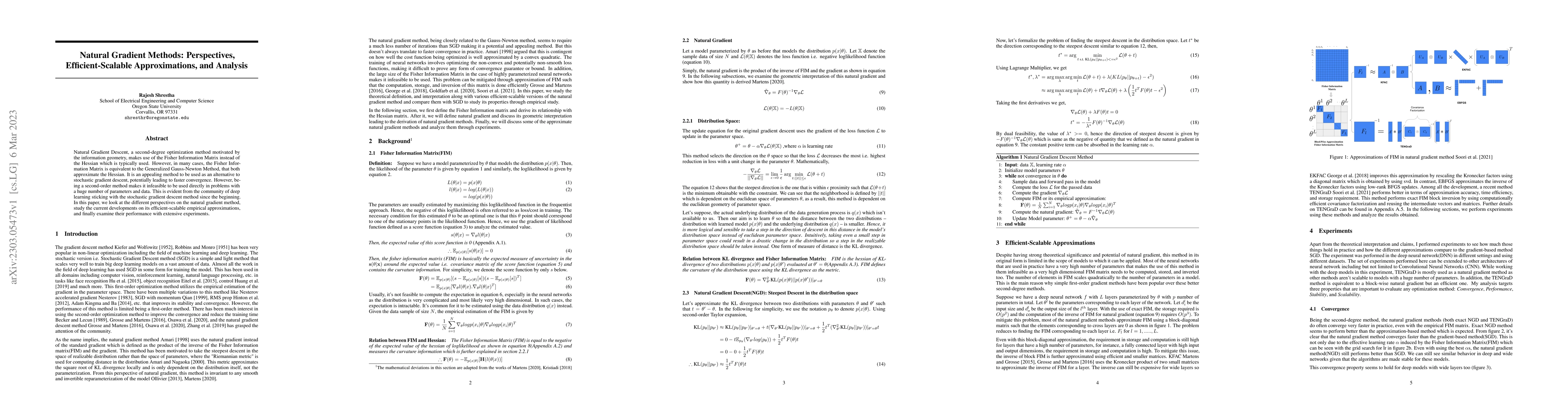 Thumbnail for Natural Gradient Methods: Perspectives, Efficient-Scalable
  Approximations, and Analysis