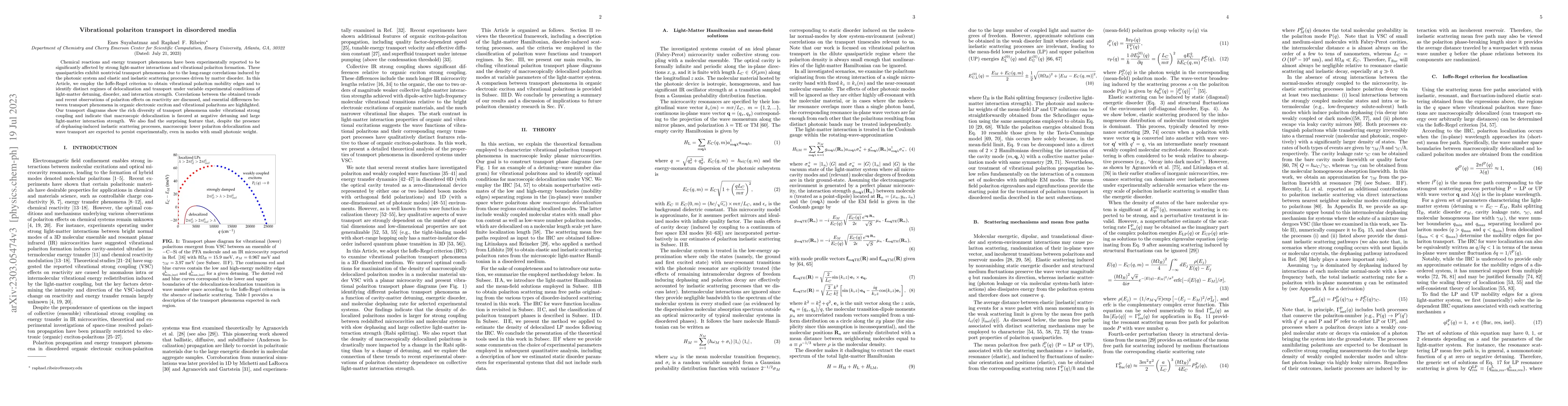 Thumbnail for Vibrational polariton transport in disordered media