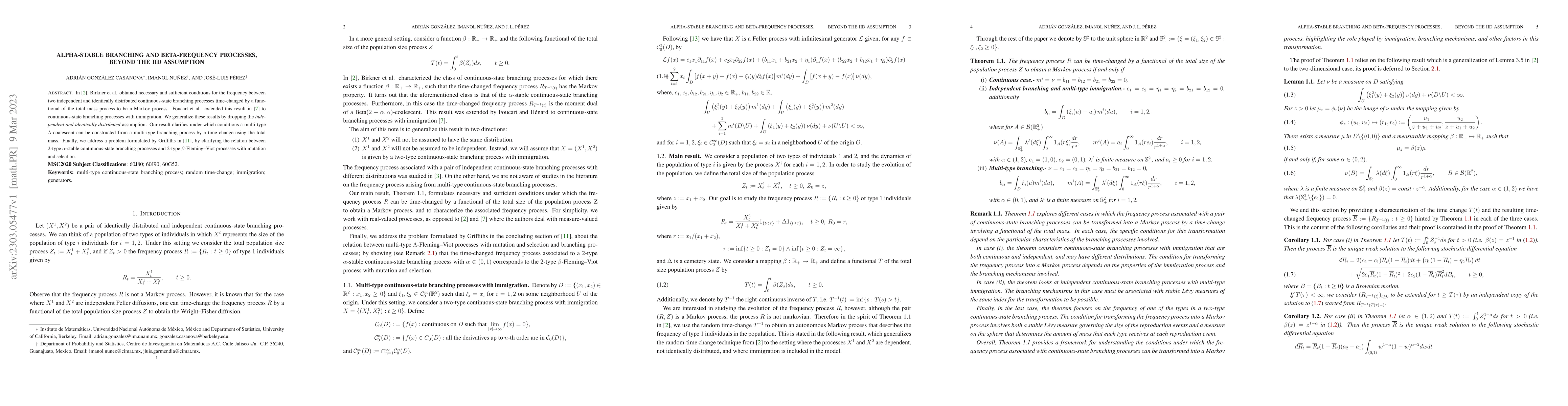 Thumbnail for Alpha-stable branching and beta-Frequency processes, beyond the IID
  assumption