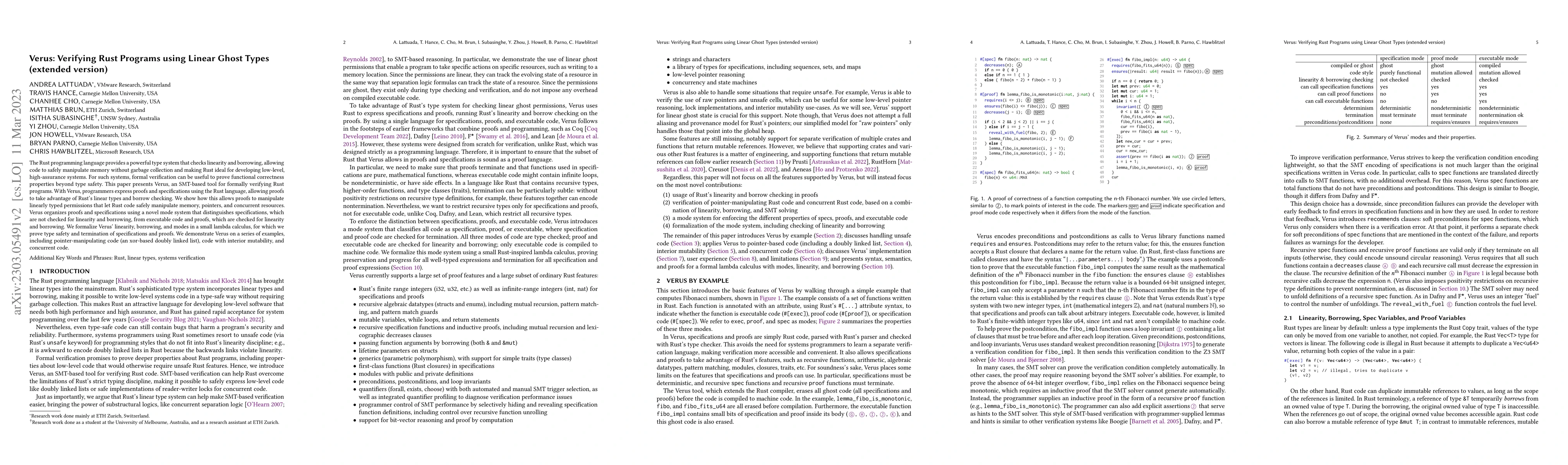 Thumbnail for Verus: Verifying Rust Programs using Linear Ghost Types (extended
  version)