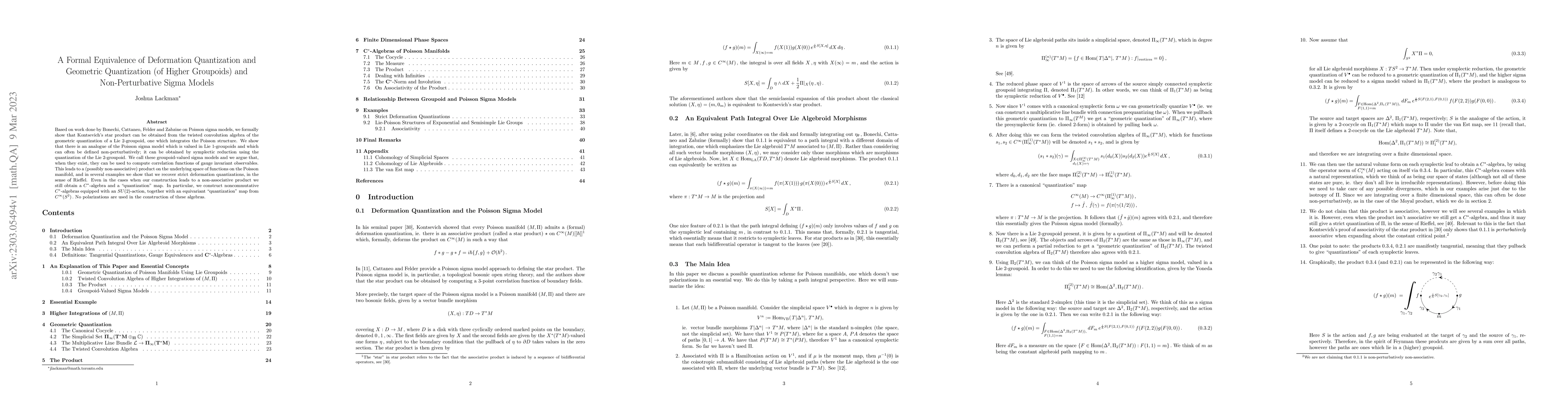 Thumbnail for A Formal Equivalence of Deformation Quantization and Geometric
  Quantization (of Higher Groupoids) and Non-Perturbative Sigma Models