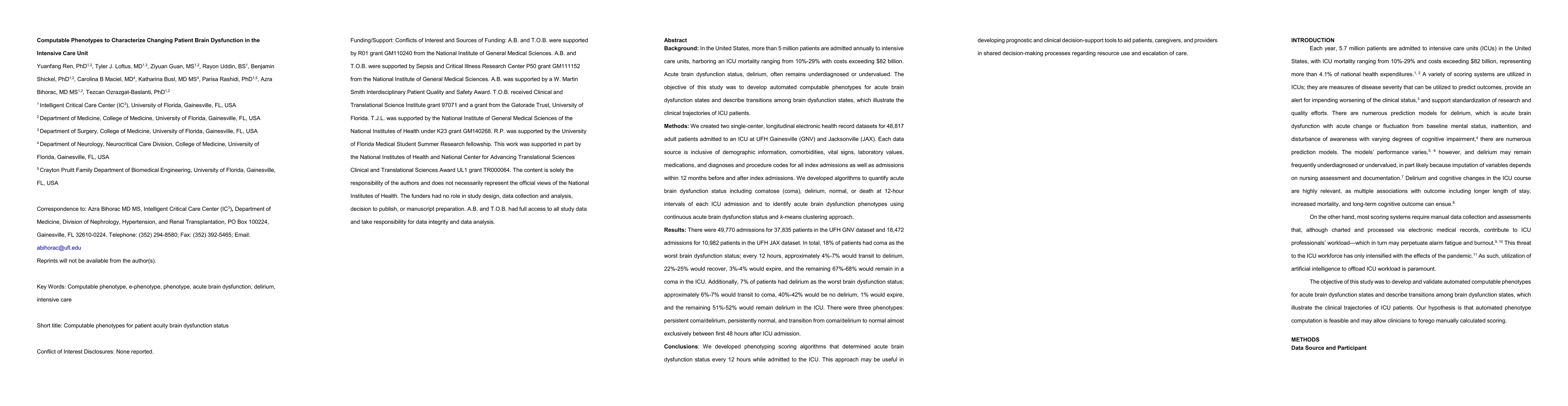 Thumbnail for Computable Phenotypes to Characterize Changing Patient Brain Dysfunction
  in the Intensive Care Unit