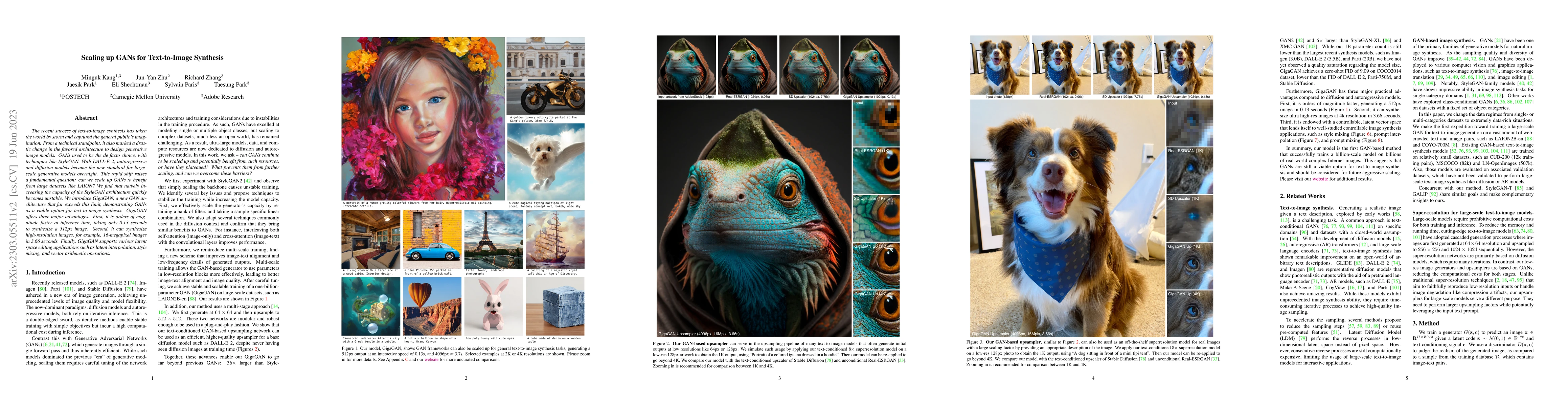 Thumbnail for Scaling up GANs for Text-to-Image Synthesis