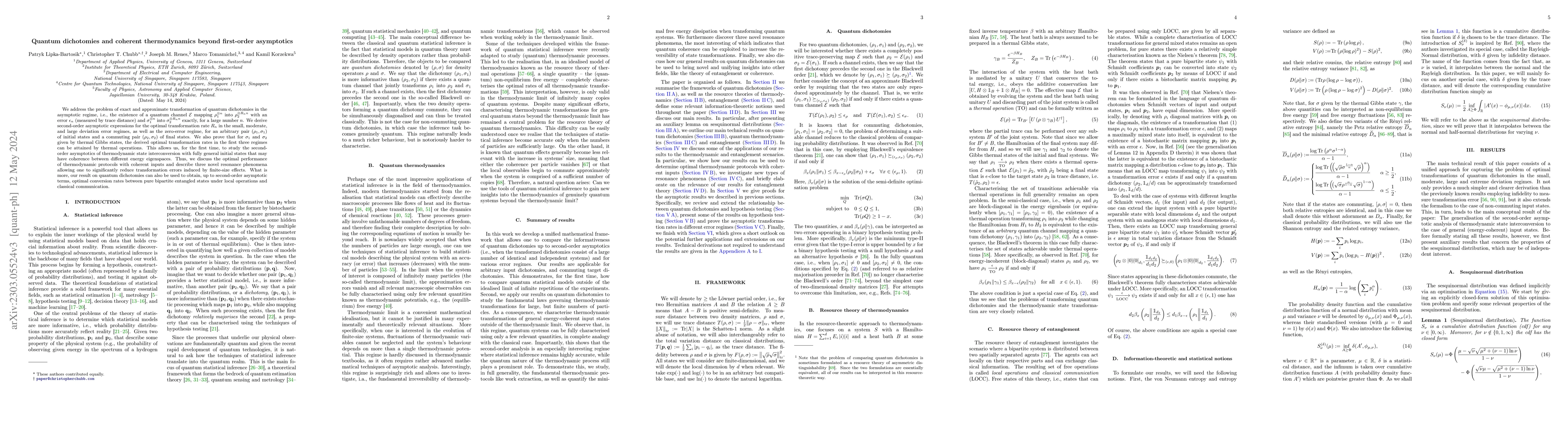 Thumbnail for Quantum dichotomies and coherent thermodynamics beyond first-order
  asymptotics