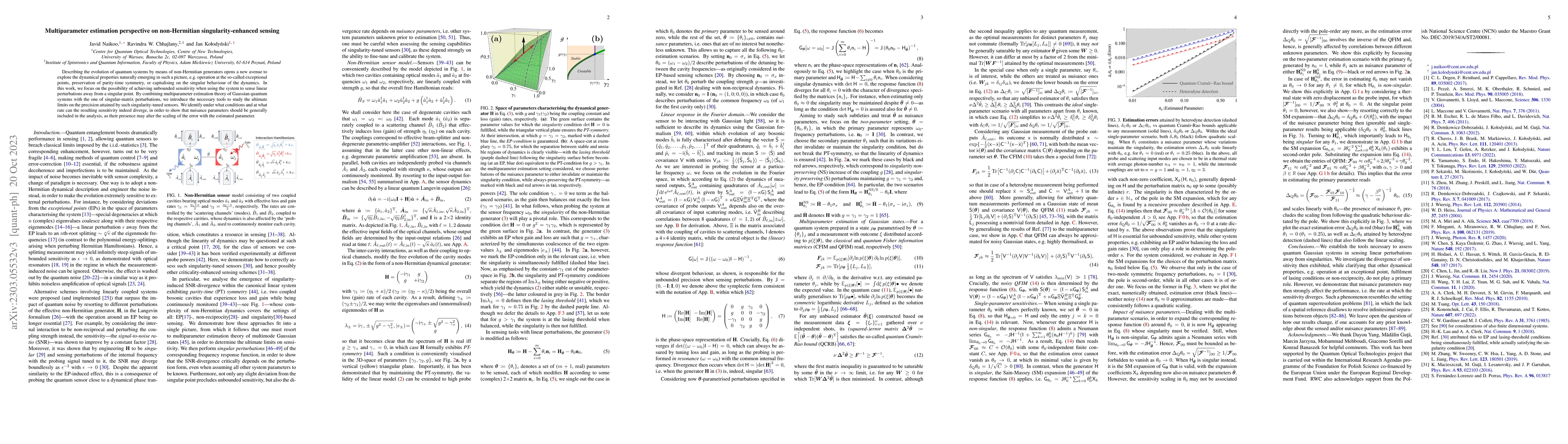 Thumbnail for Multiparameter estimation perspective on non-Hermitian
  singularity-enhanced sensing