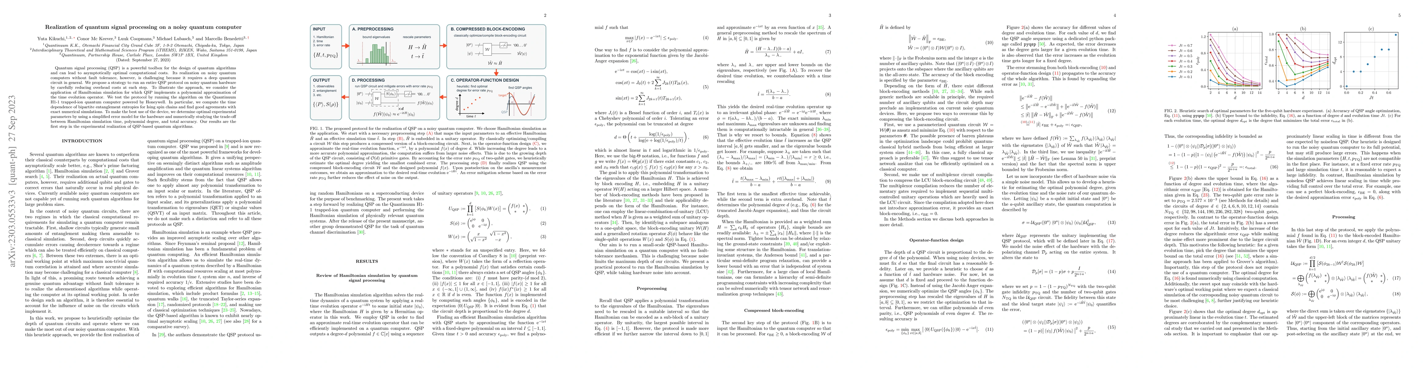 Thumbnail for Realization of quantum signal processing on a noisy quantum computer