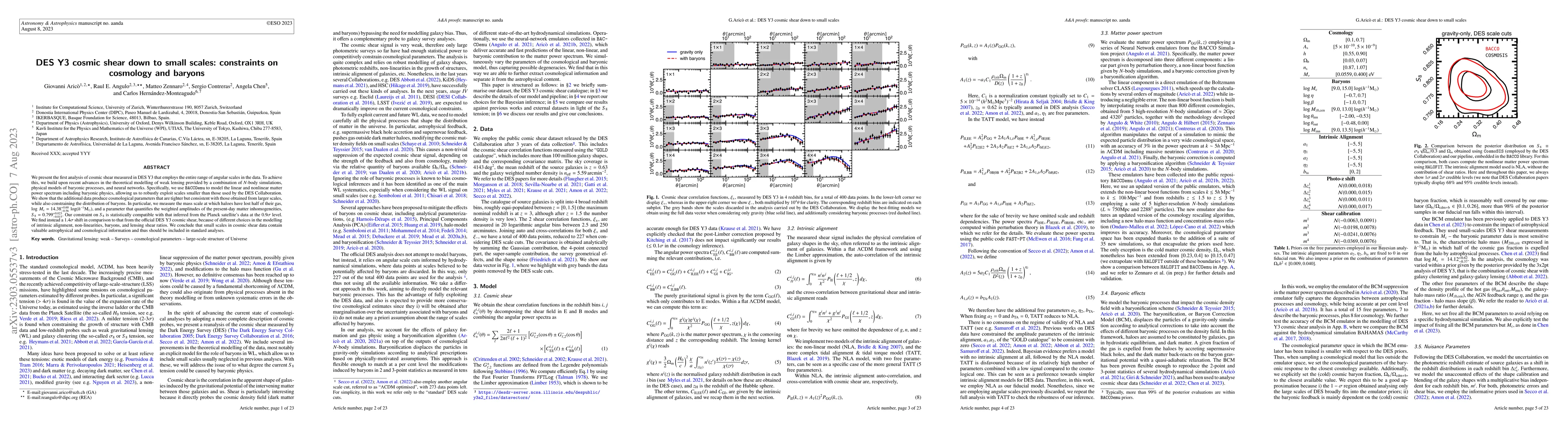 Thumbnail for DES Y3 cosmic shear down to small scales: constraints on cosmology and
  baryons