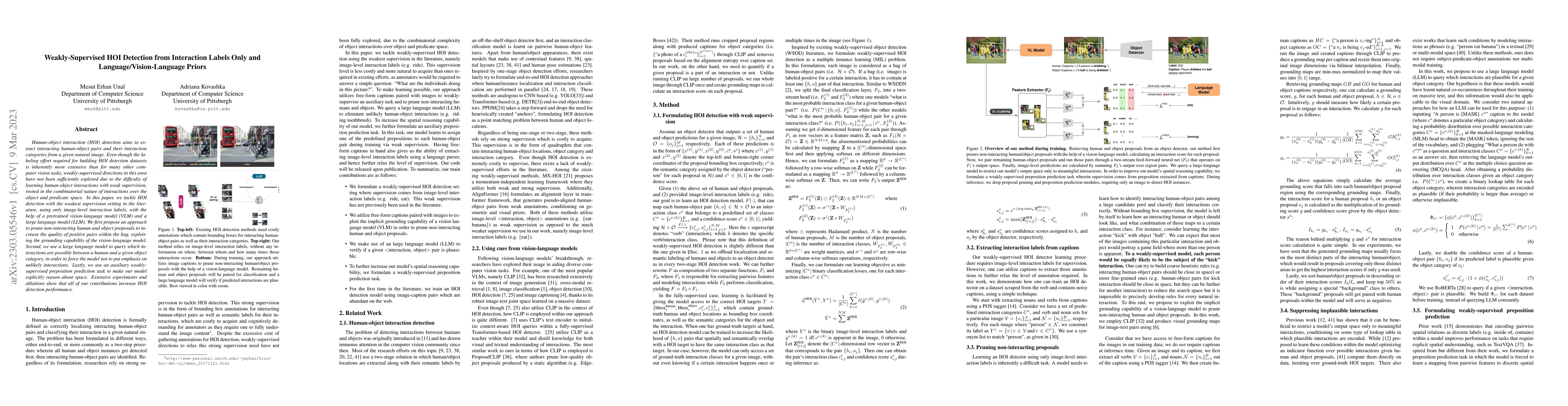 Thumbnail for Weakly-Supervised HOI Detection from Interaction Labels Only and
  Language/Vision-Language Priors