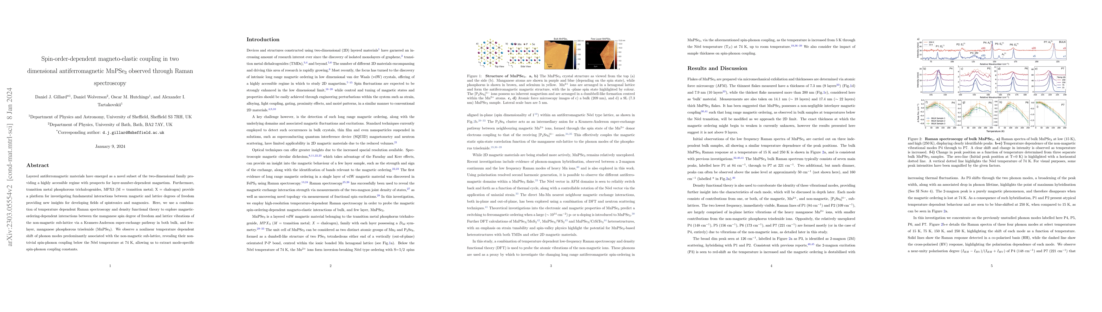 Thumbnail for Spin-order-dependent magneto-elastic coupling in two dimensional
  antiferromagnetic MnPSe$_3$ observed through Raman spectroscopy