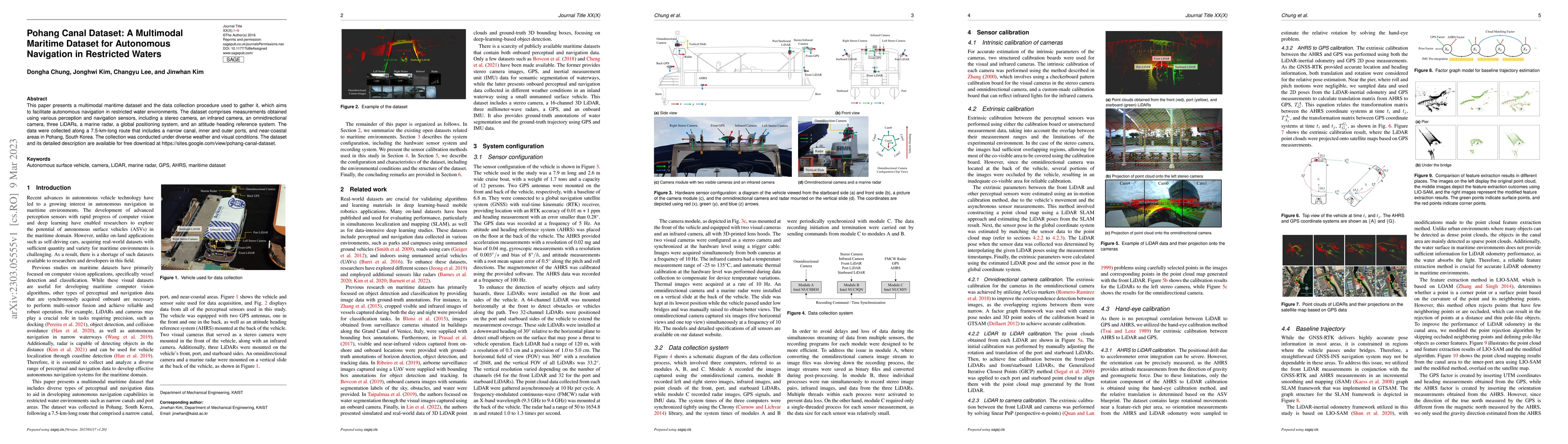 Thumbnail for Pohang Canal Dataset: A Multimodal Maritime Dataset for Autonomous
  Navigation in Restricted Waters