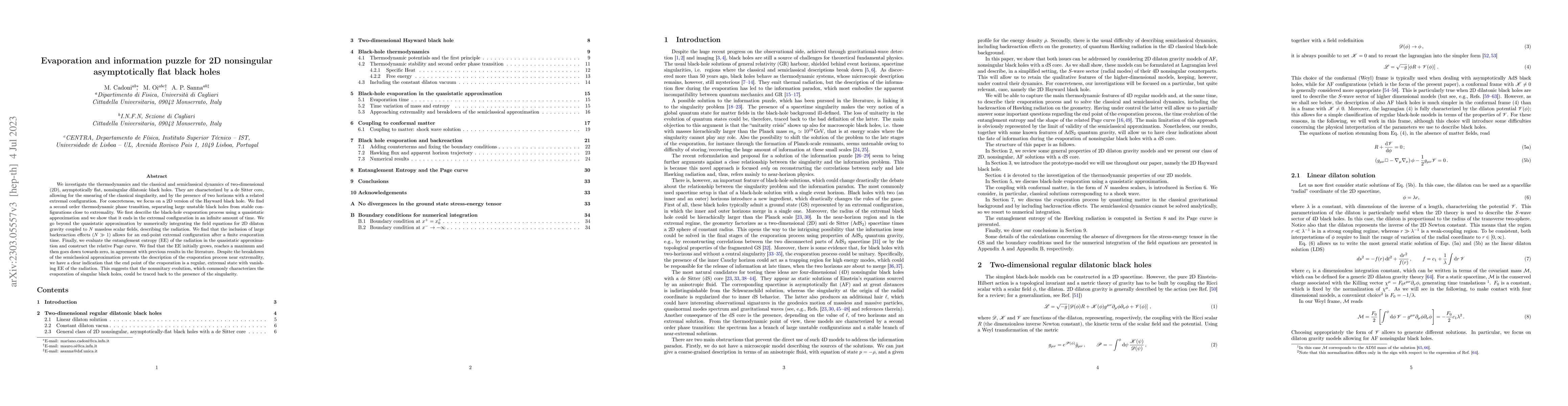 Thumbnail for Evaporation and information puzzle for 2D nonsingular asymptotically
  flat black holes