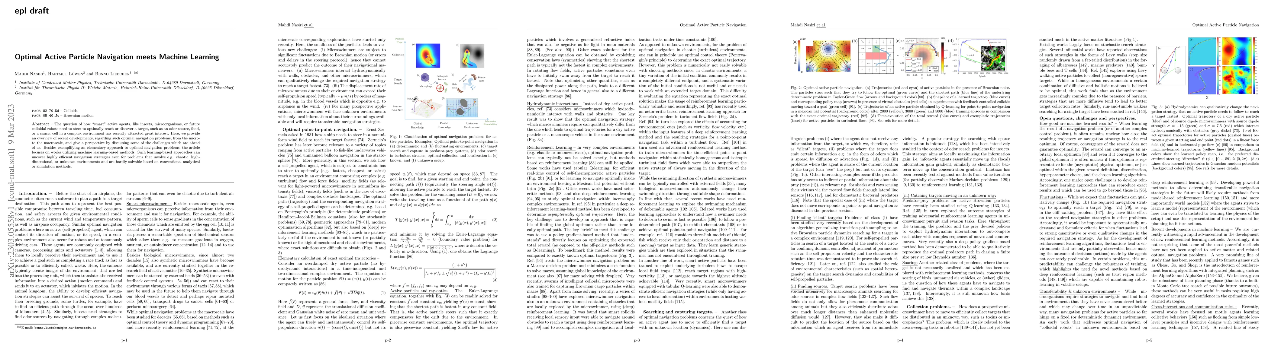 Thumbnail for Optimal active particle navigation meets machine learning