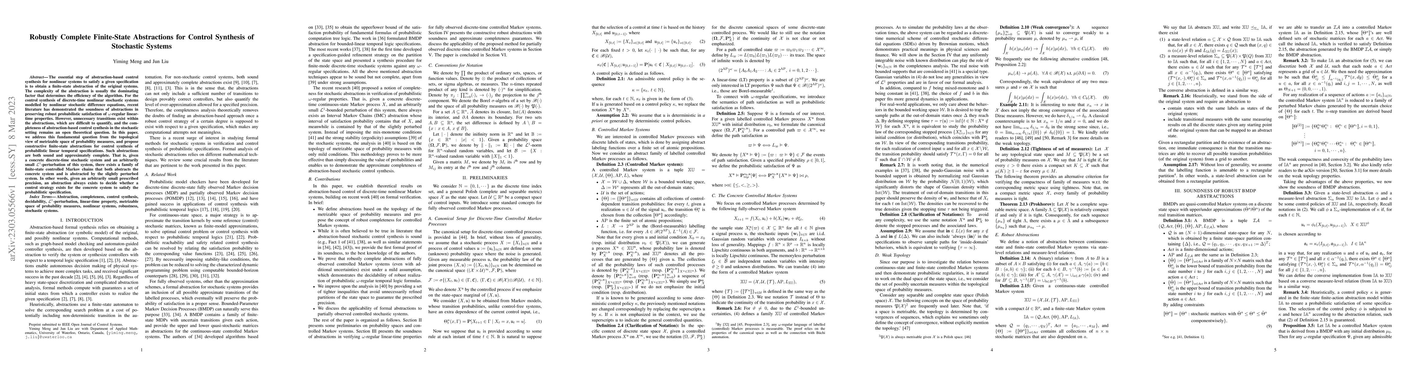 Thumbnail for Robustly Complete Finite-State Abstractions for Control Synthesis of
  Stochastic Systems