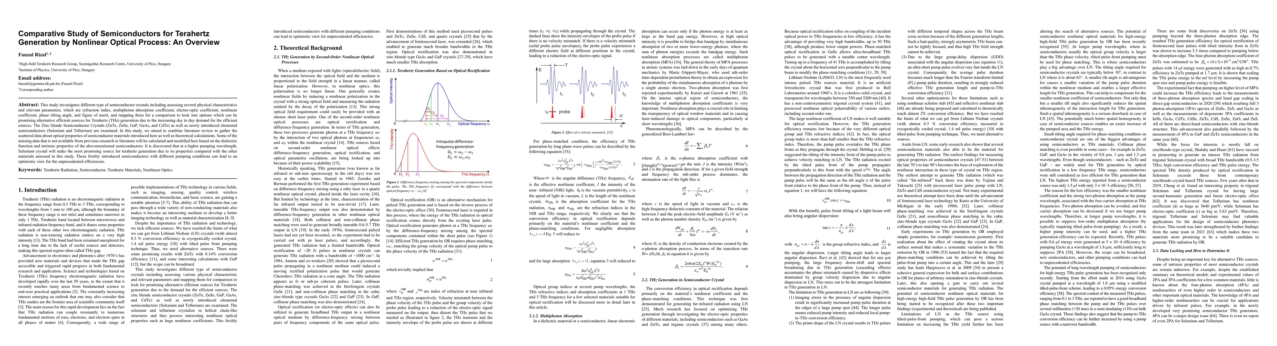 Thumbnail for Comparative Study of Semiconductors for Terahertz Generation by
  Nonlinear Optical Process: An Overview