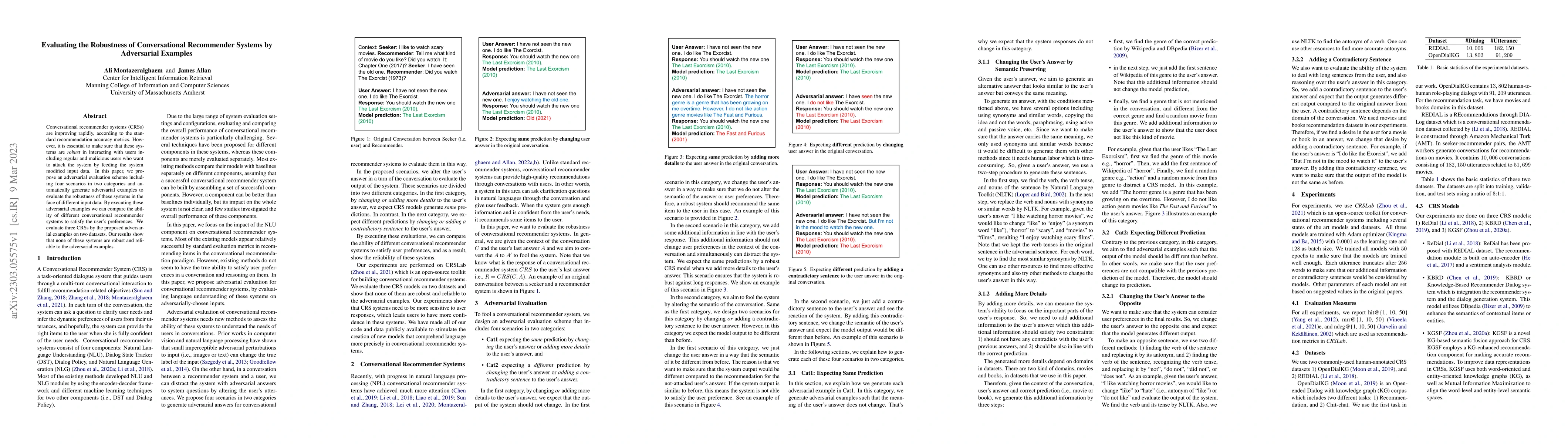 Thumbnail for Evaluating the Robustness of Conversational Recommender Systems by
  Adversarial Examples