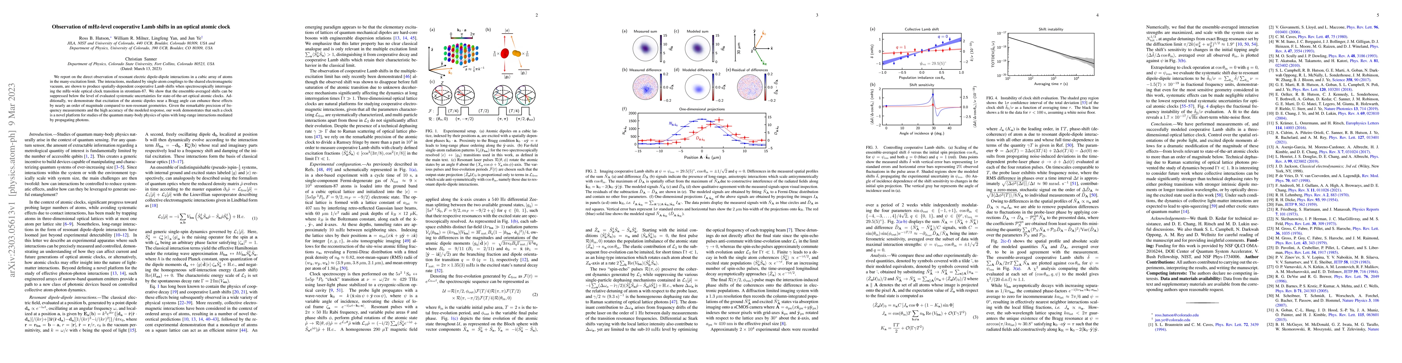 Thumbnail for Observation of mHz-level cooperative Lamb shifts in an optical atomic
  clock