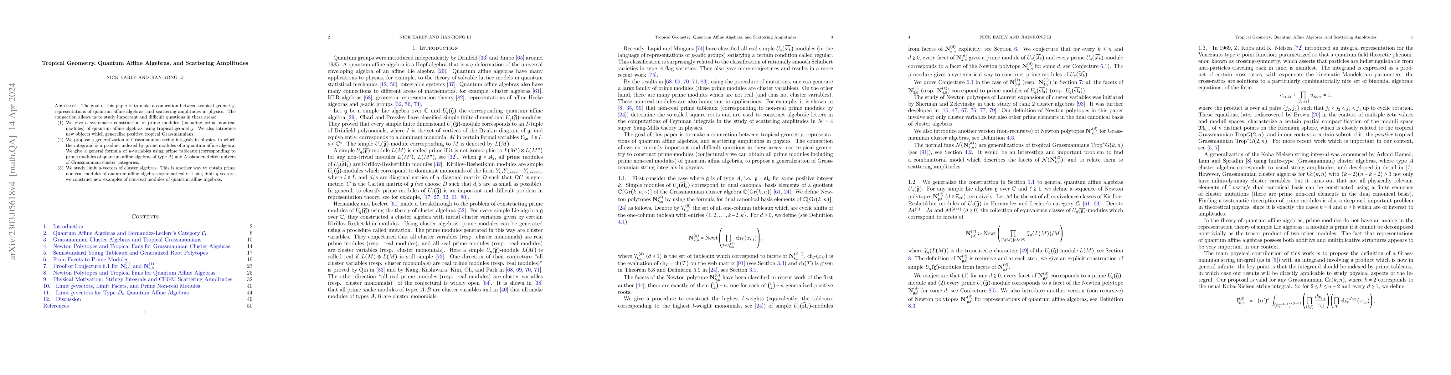 Thumbnail for Tropical Geometry, Quantum Affine Algebras, and Scattering Amplitudes