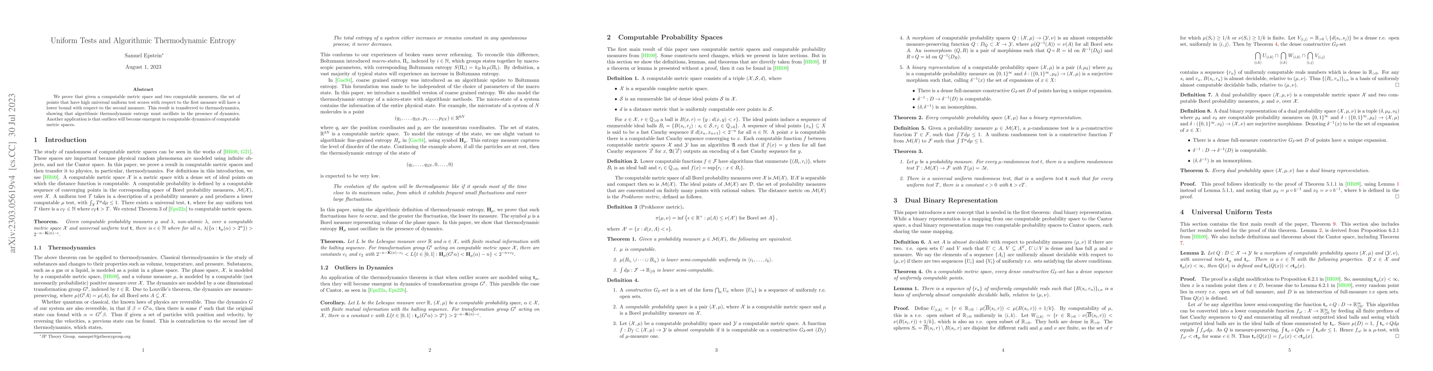 Thumbnail for Uniform Tests and Algorithmic Thermodynamic Entropy