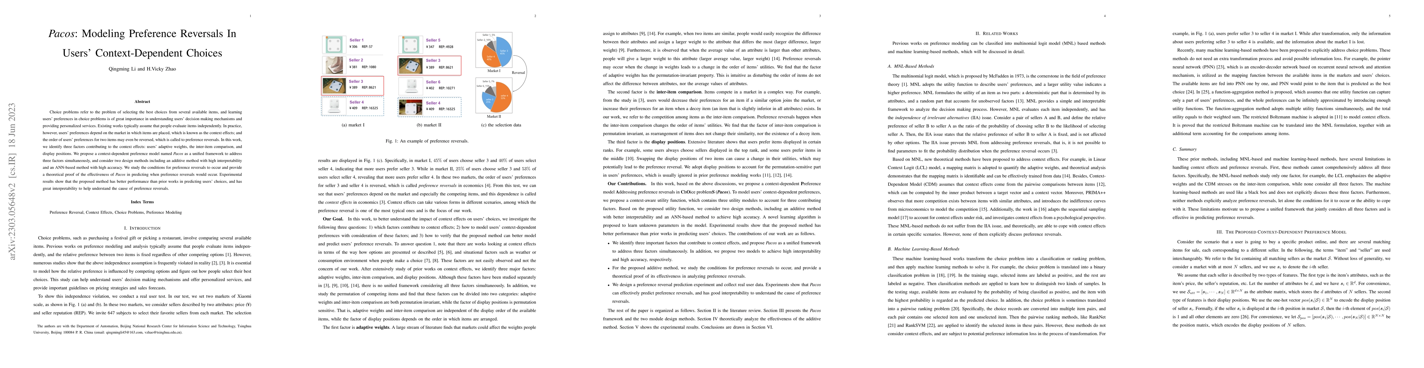 Thumbnail for Pacos: Modeling Users' Interpretable and Context-Dependent Choices in
  Preference Reversals