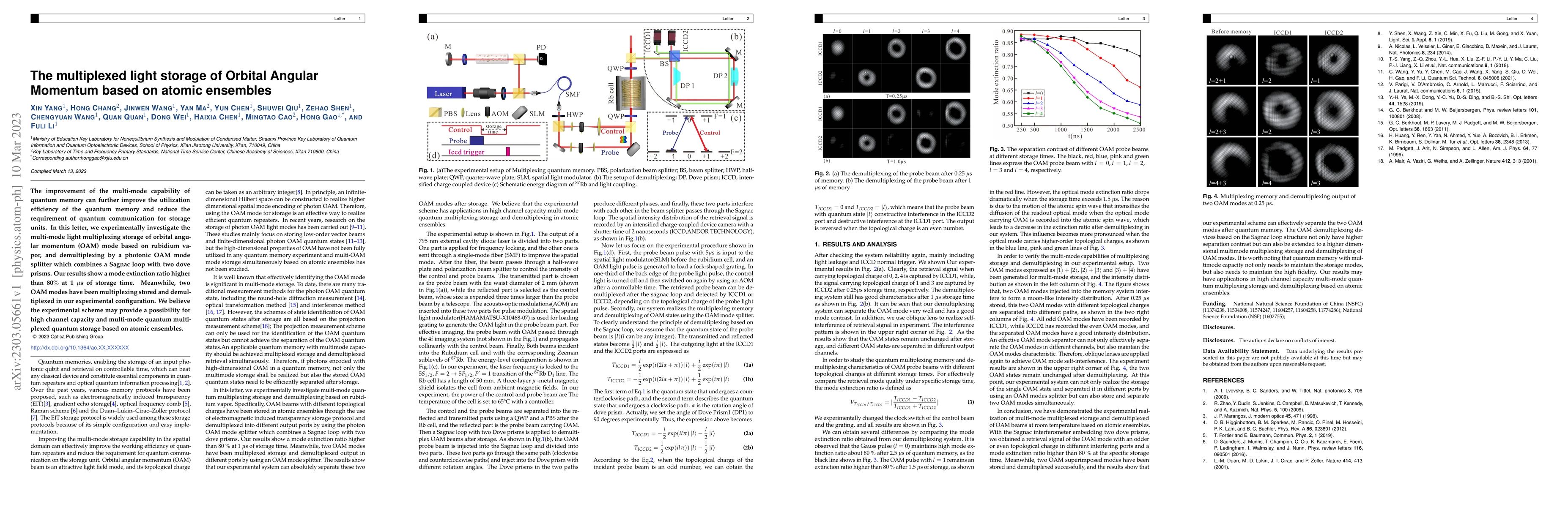 Thumbnail for The multiplexed light storage of Orbital Angular Momentum based on
  atomic ensembles