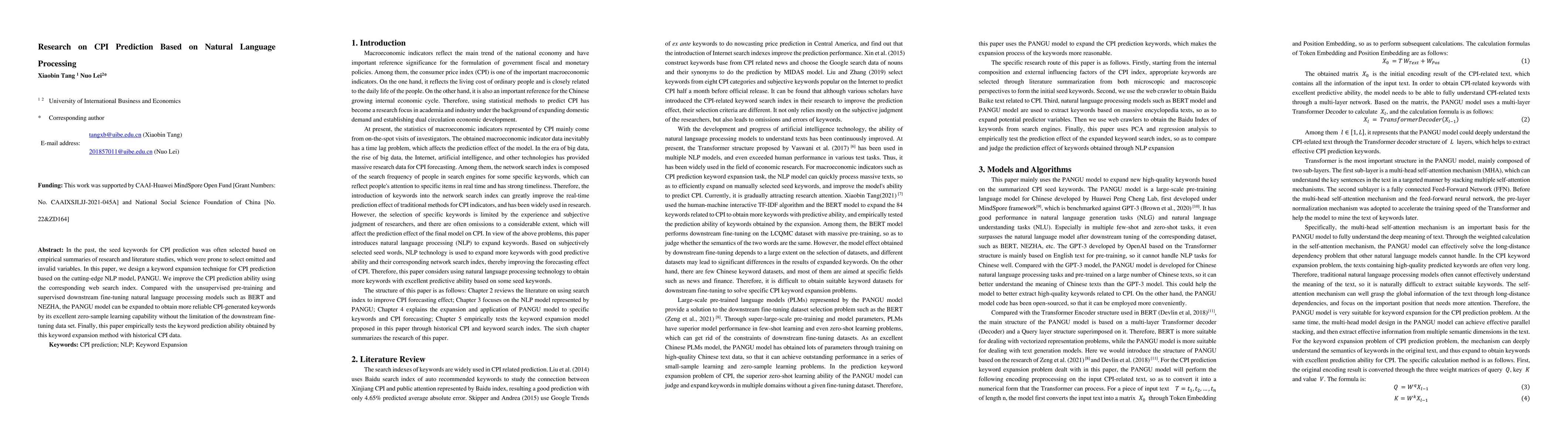 Thumbnail for Research on CPI Prediction Based on Natural Language Processing
