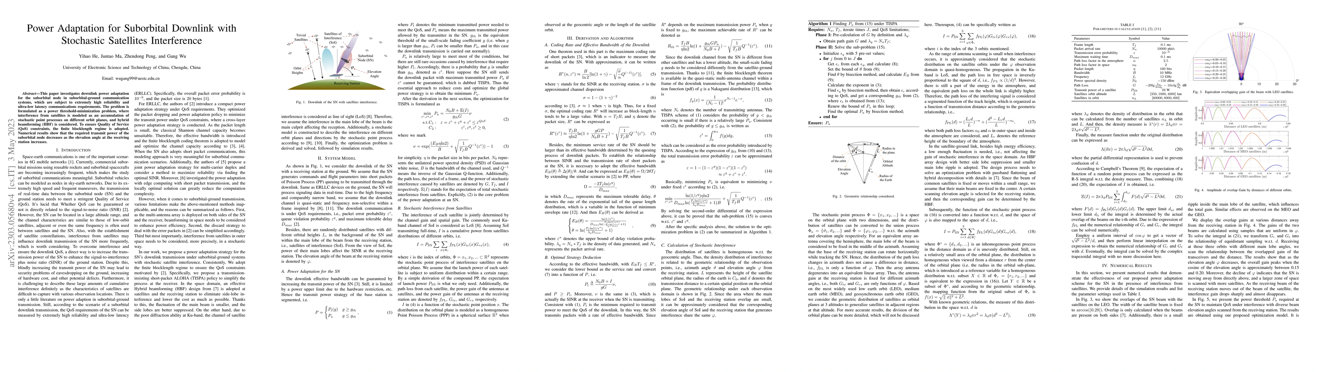 Thumbnail for Power Adaptation for Suborbital Downlink with Stochastic Satellites
  Interference